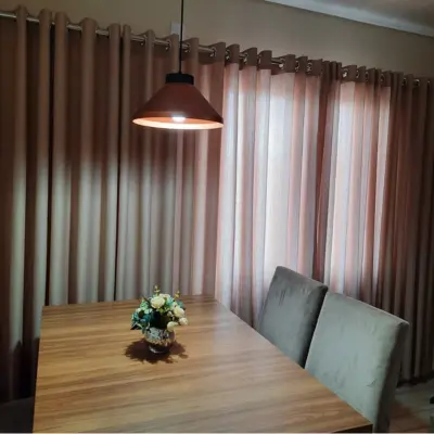 Cortina sob medida para pé direito duplo — ateliê Regina Cortinas Cachoeirinha RS